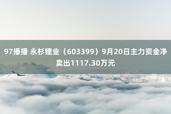 97播播 永杉锂业（603399）9月20日主力资金净卖出1117.30万元