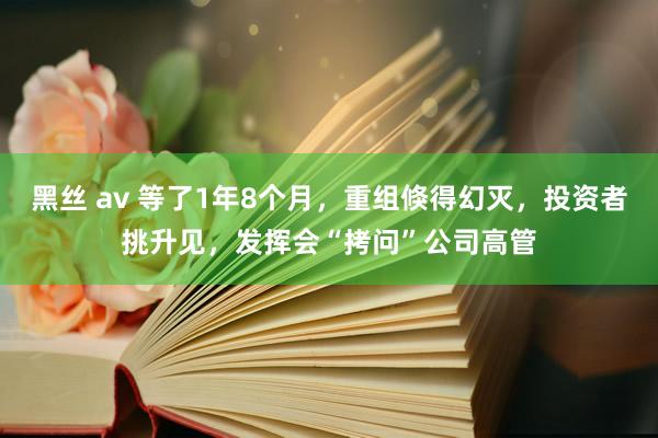 黑丝 av 等了1年8个月，重组倏得幻灭，投资者挑升见，发挥会“拷问”公司高管