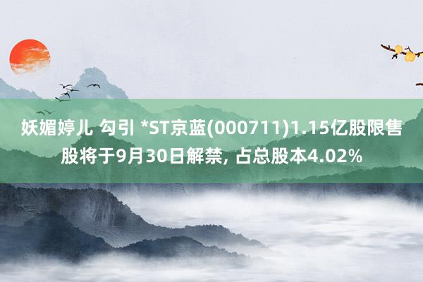 妖媚婷儿 勾引 *ST京蓝(000711)1.15亿股限售股将于9月30日解禁， 占总股本4.02%