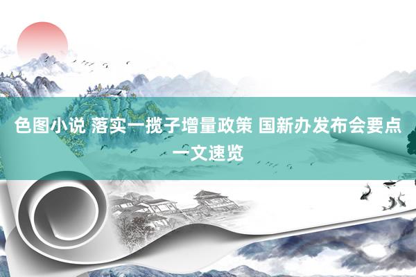 色图小说 落实一揽子增量政策 国新办发布会要点一文速览