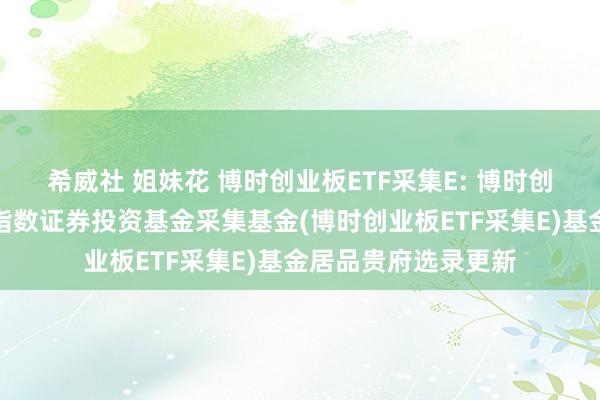 希威社 姐妹花 博时创业板ETF采集E: 博时创业板交游型灵通式指数证券投资基金采集基金(博时创业板ETF采集E)基金居品贵府选录更新