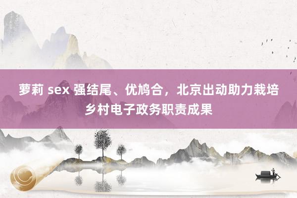 萝莉 sex 强结尾、优鸠合，北京出动助力栽培乡村电子政务职责成果