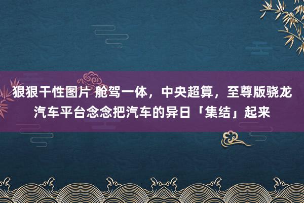 狠狠干性图片 舱驾一体，中央超算，至尊版骁龙汽车平台念念把汽车的异日「集结」起来