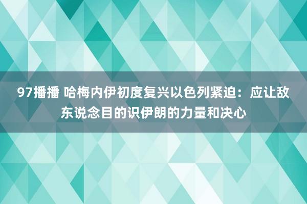 97播播 哈梅内伊初度复兴以色列紧迫：应让敌东说念目的识伊朗的力量和决心