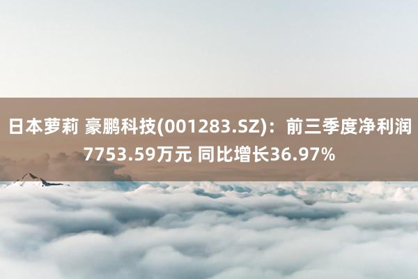 日本萝莉 豪鹏科技(001283.SZ)：前三季度净利润7753.59万元 同比增长36.97%