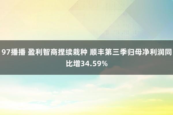 97播播 盈利智商捏续栽种 顺丰第三季归母净利润同比增34.59%