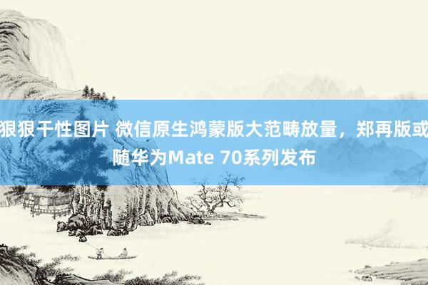 狠狠干性图片 微信原生鸿蒙版大范畴放量，郑再版或随华为Mate 70系列发布