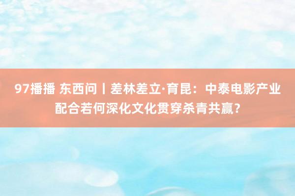 97播播 东西问丨差林差立·育昆：中泰电影产业配合若何深化文化贯穿杀青共赢？