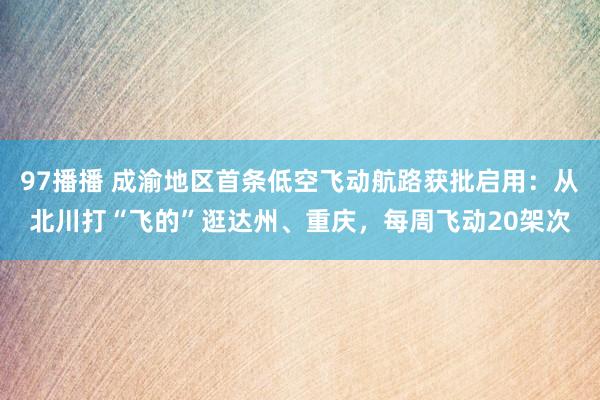 97播播 成渝地区首条低空飞动航路获批启用：从北川打“飞的”逛达州、重庆，每周飞动20架次