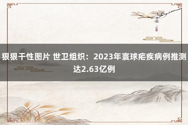 狠狠干性图片 世卫组织：2023年寰球疟疾病例推测达2.63亿例