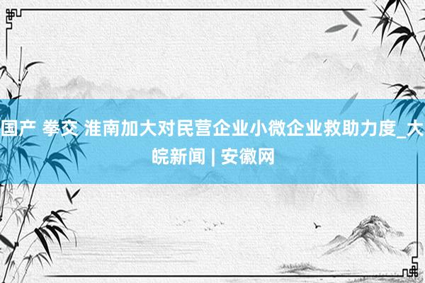 国产 拳交 淮南加大对民营企业小微企业救助力度_大皖新闻 | 安徽网