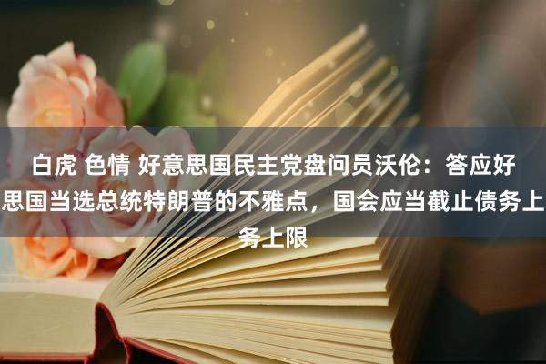 白虎 色情 好意思国民主党盘问员沃伦：答应好意思国当选总统特朗普的不雅点，国会应当截止债务上限